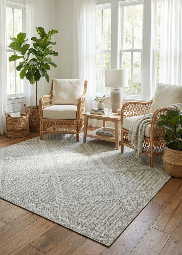 7' 10 x 7' 10 Easy-Clean Trellis Indoor / Outdoor Square Rug