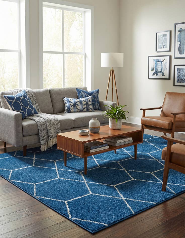 Detail image of  7' 10 x 7' 10 Lattice Frieze Square Rug