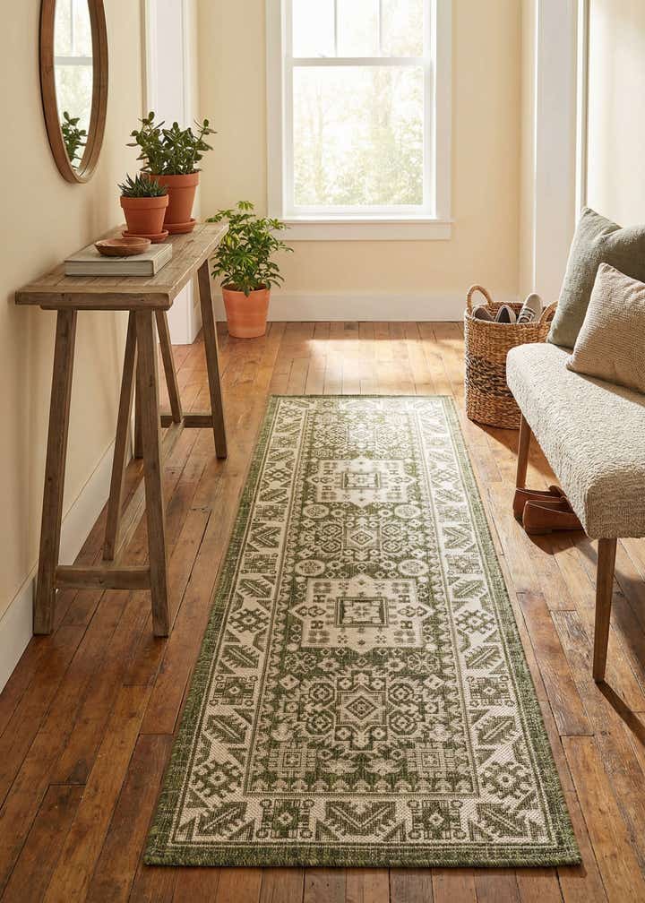 2' x 6' Easy-Clean Aztec Indoor / Outdoor Runner Rug