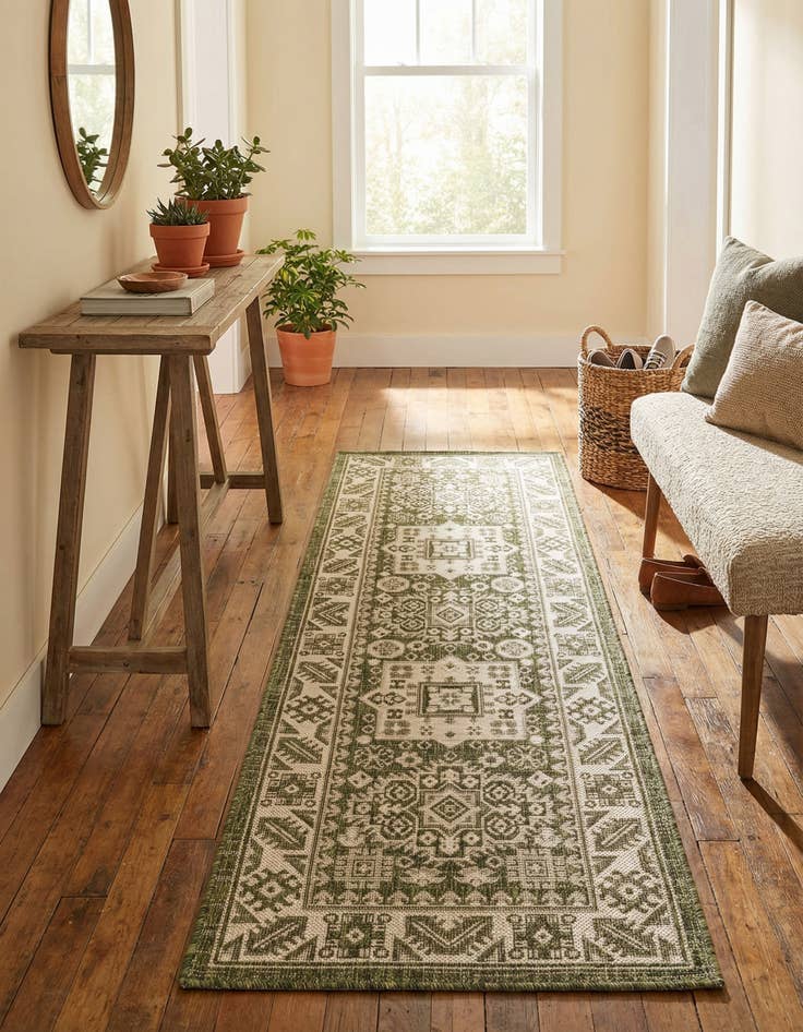 Detail image of 2' x 6'  Washable Aztec Indoor / Outdoor Runner Rug