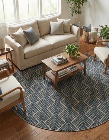 Harbor Blue Eco Trellis Round Rug