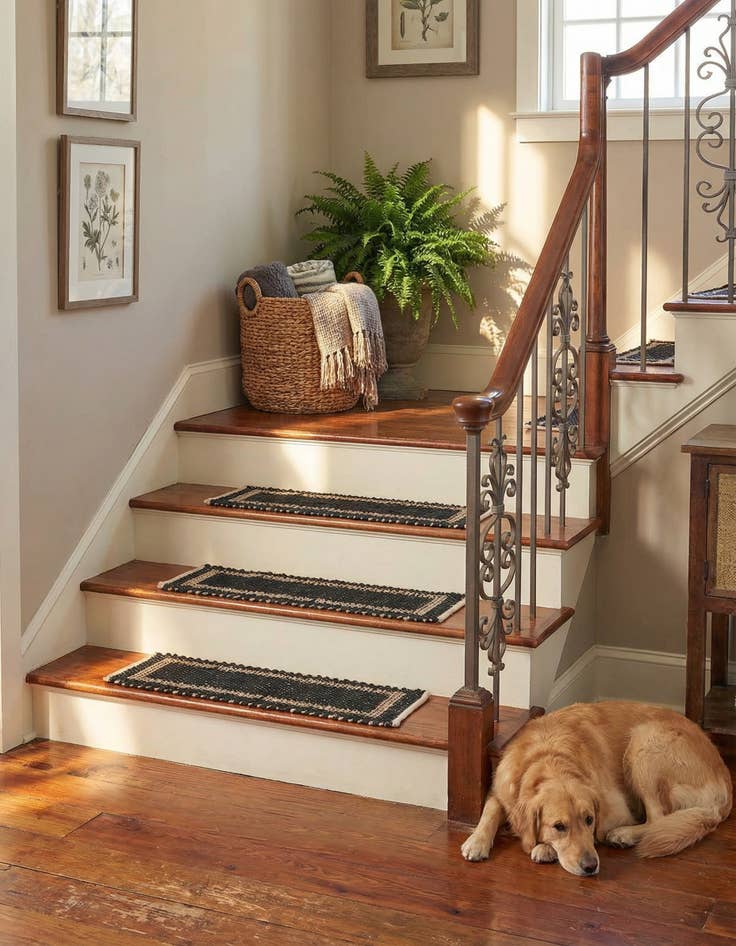 Detail image of  0' 9 x 2' 6  Hand Woven Chindi Jute Stair Rug