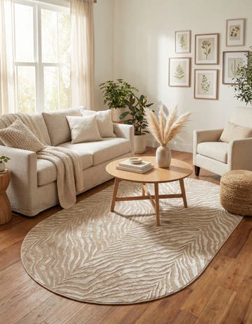Ivory Beige Finsbury Oval Rug