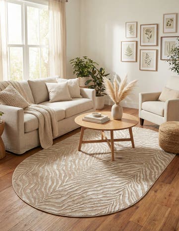 Ivory Beige Finsbury Oval Rug