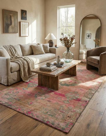 4' 10 x 9' 9 Hand Knotted Ultra Vintage Persian Wool Rug