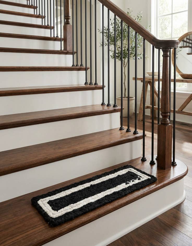 Detail image of  0' 9 x 2' 6  Hand Braided Chindi Stair Rug