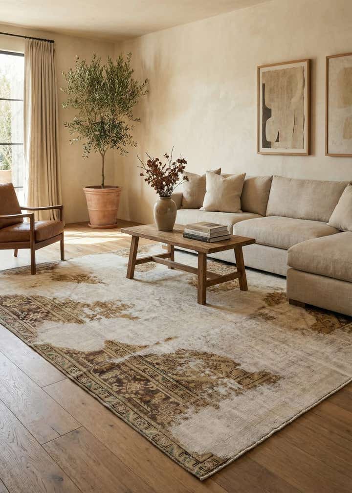 8' x 8' 9 Hand Knotted Ultra Vintage Persian Wool Square Rug