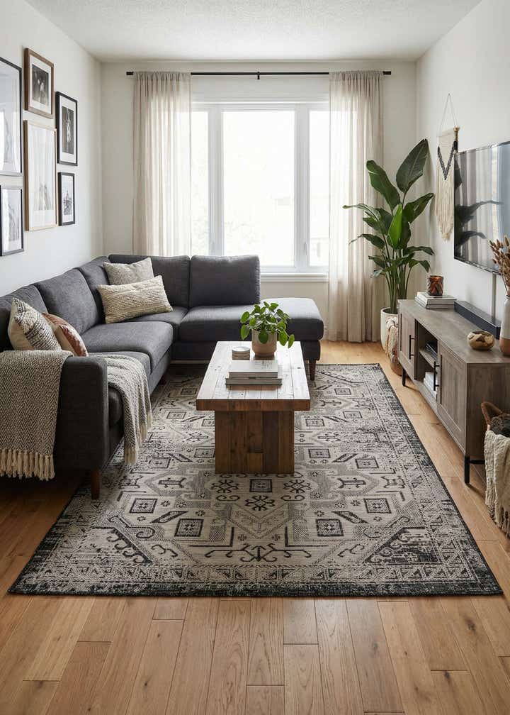 5' 3 x 8' Easy-Clean Aztec Indoor / Outdoor Rug