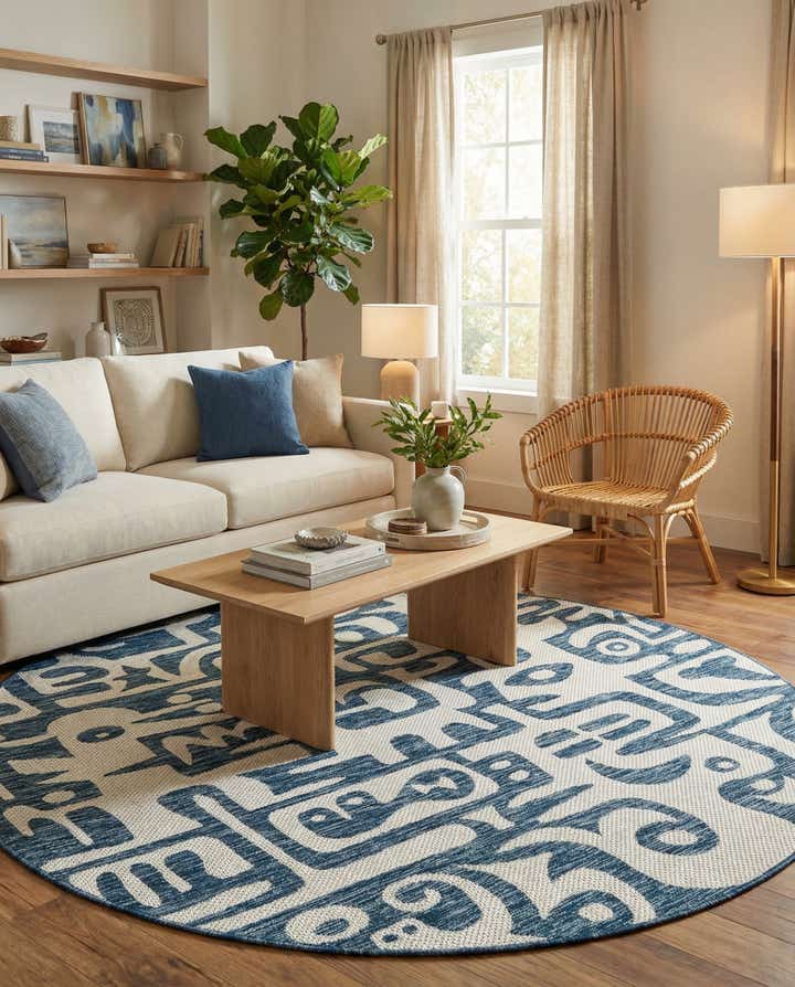 6' x 6' Easy-Clean Modern Indoor / Outdoor Round Rug
