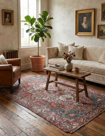 4' 4 x 6' 3 Hand Knotted Ultra Vintage Persian Wool Rug