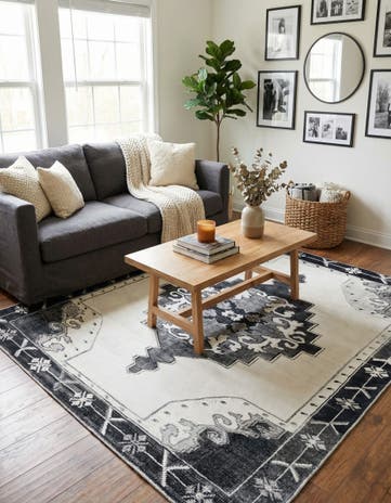 Black and White Washable Timeless Rug