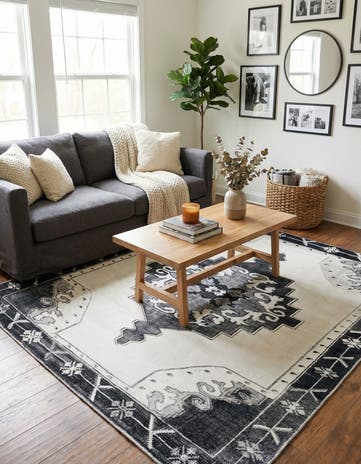 Black and White Washable Timeless Rug