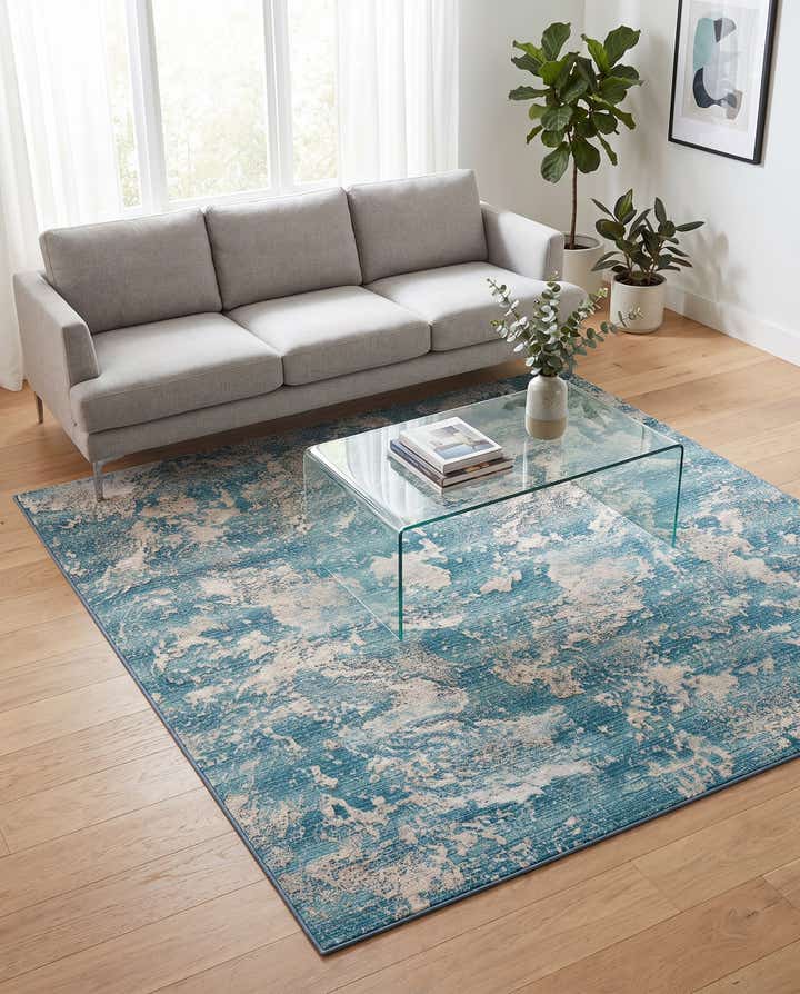 7' 10 x 7' 10 Easy-Clean Modern Indoor / Outdoor Square Rug