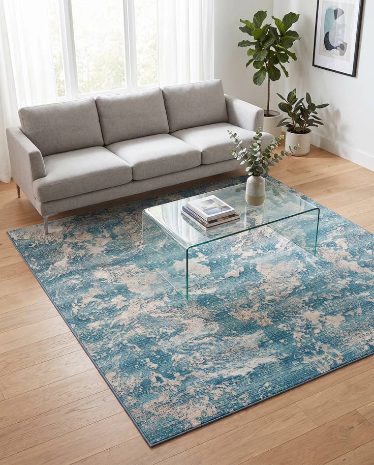 Detail image of 7' 10 x 7' 10 Easy-Clean Modern Indoor / Outdoor Square Rug