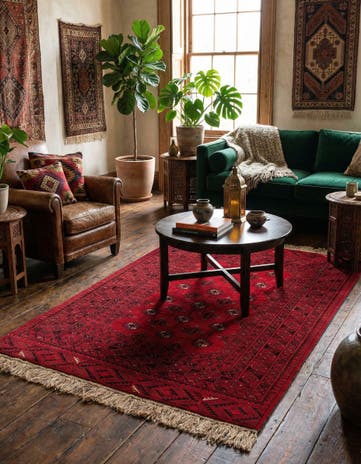 4' 2 x 6' 5 Hand Knotted Afghan Akhche Wool Rug