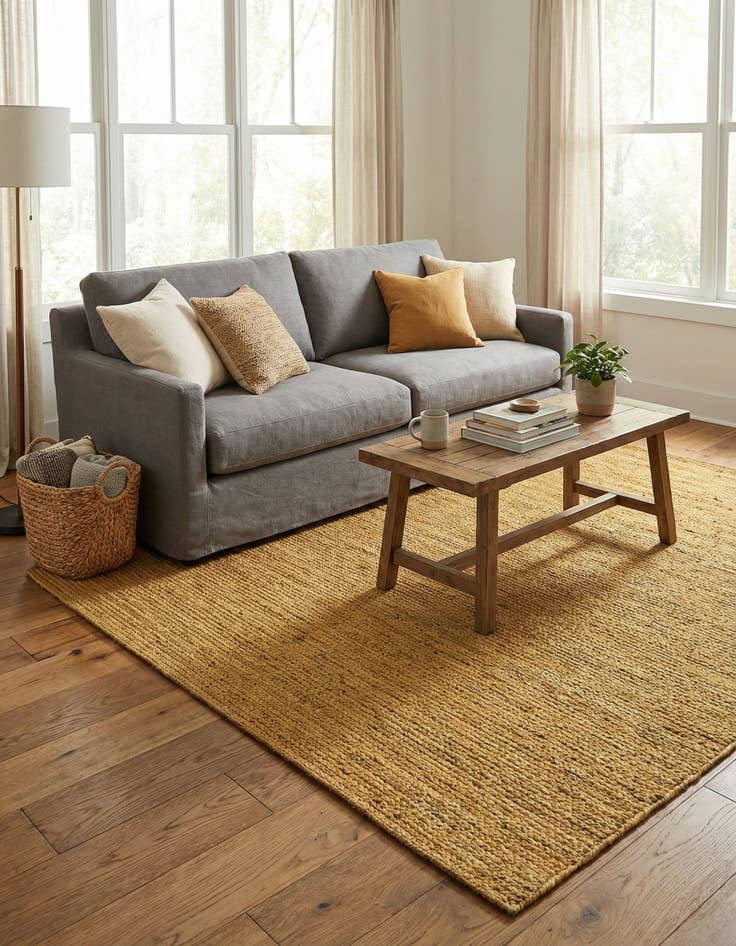 Detail image of 6' 1 x 9'  Hand Braided Jute Rug