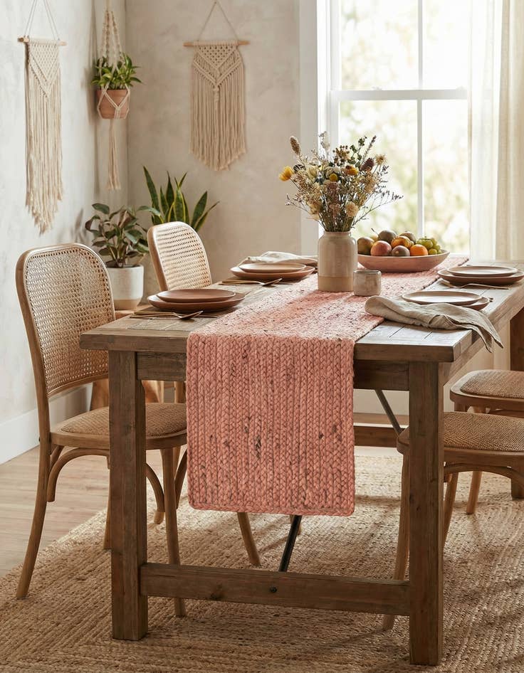 Detail image of  1' 2 x 6' 1  Hand Braided Jute Table Runner Rug