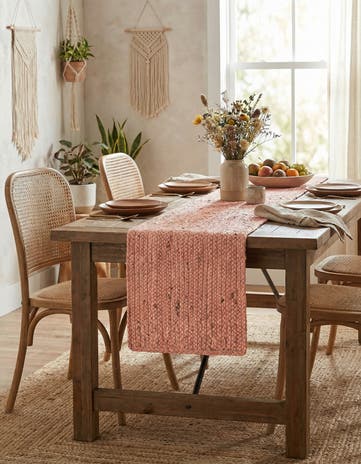Light Pink Handmade Braided Jute Table Runner Rug