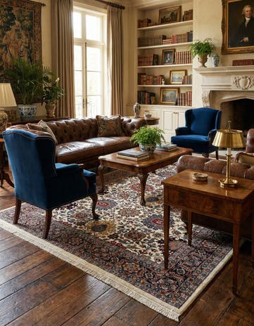6' 5 x 10' Hand Knotted Farahan Wool Rug