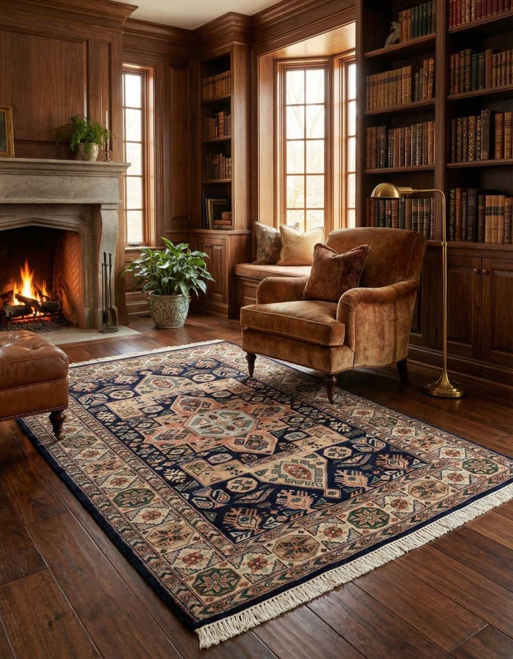 Detail image of  4' 5 x 5' 11  Hand Knotted Bokhara Wool Rug