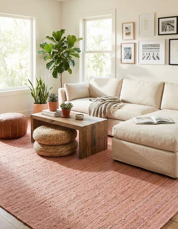 Light Pink Handmade Braided Jute Rug