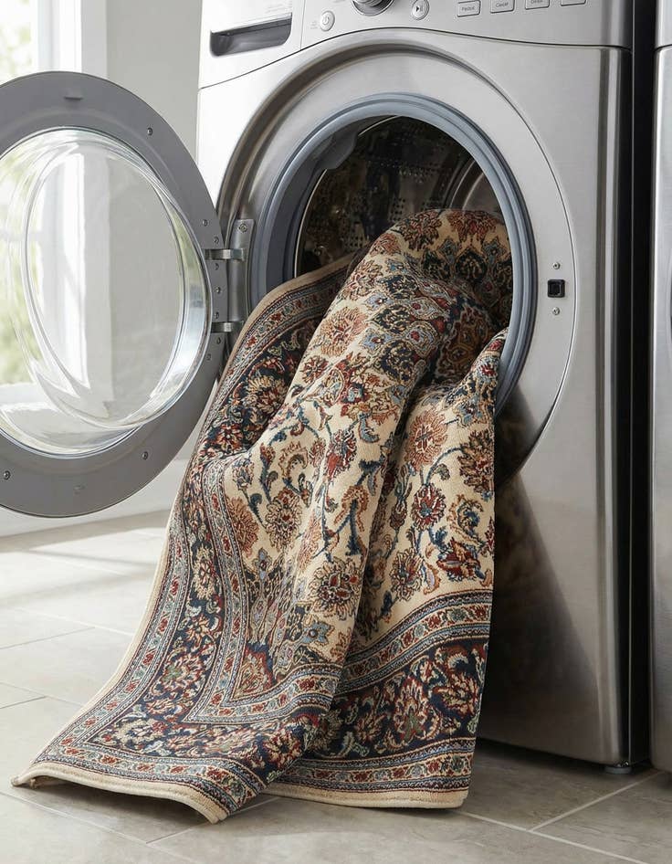 Detail image of 6' 1 x 9'  Washable Traditional Indoor / Outdoor Rug