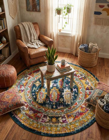 Navy Blue Madeline Round Rug