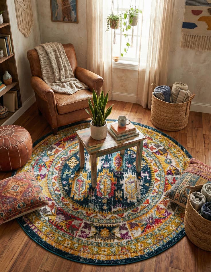 Detail image of 5' 3 x 5' 3 Carrington Round Rug