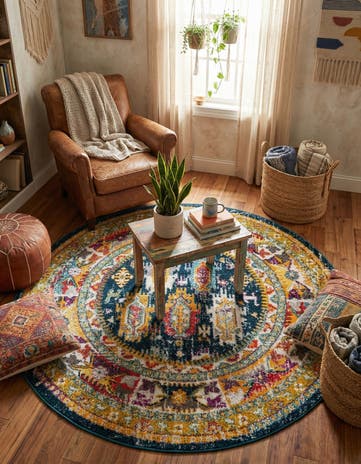 Navy Blue Madeline Round Rug