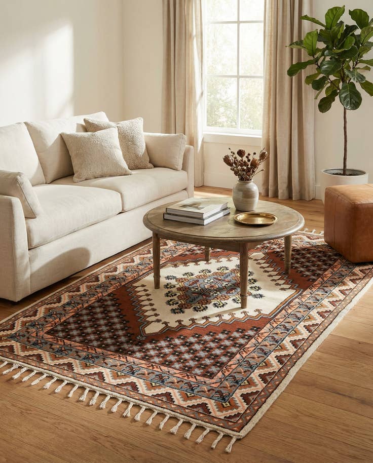 Detail image of 4' 11 x 8' Hand Knotted Moroccan Wool Rug