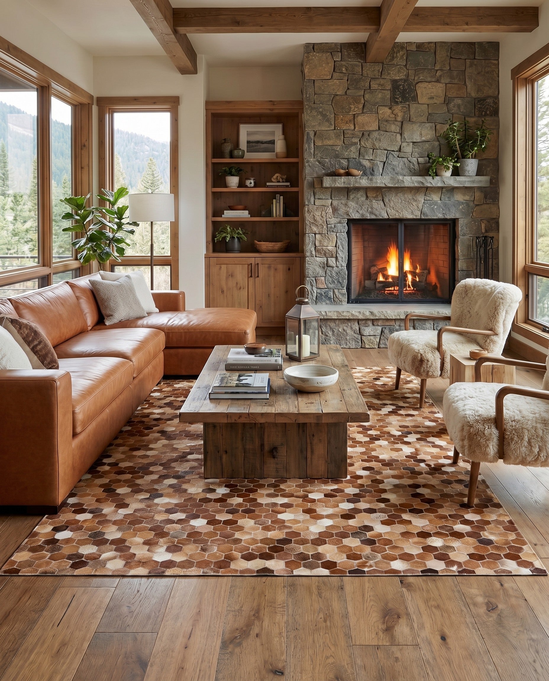 5' x 8' Cowhide Stocks Rug