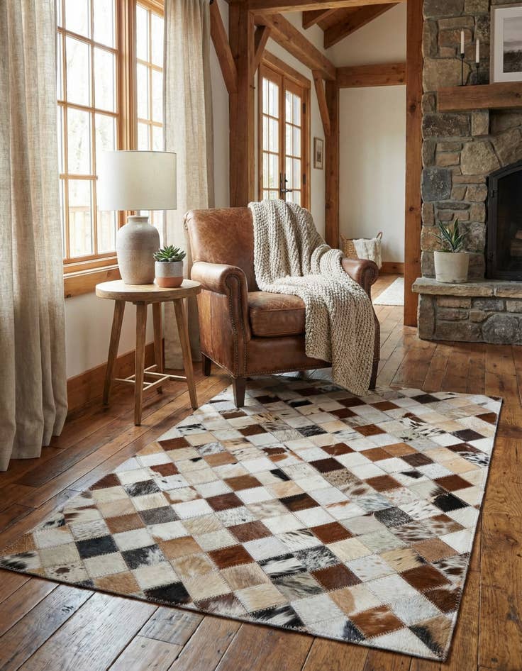 Detail image of  2' x 3' Cowhide Leather Rug