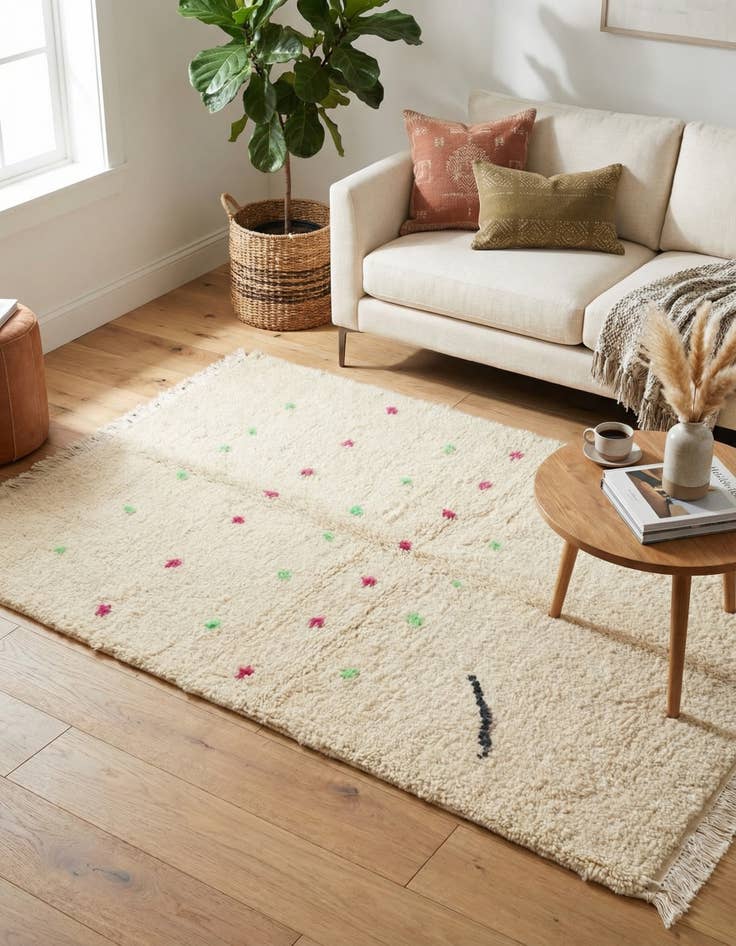 Detail image of 3' 3 x 4' 9  Hand Knotted Moroccan Wool Rug