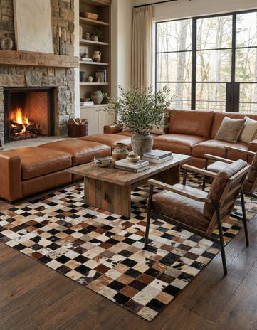 5' 2 x 8' 1 Cowhide - Patchwork Rug