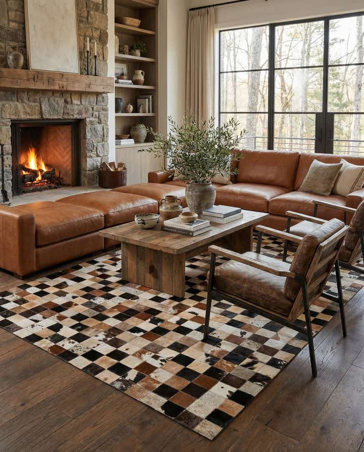 5' 2 x 8' 1 Cowhide - Patchwork Rug