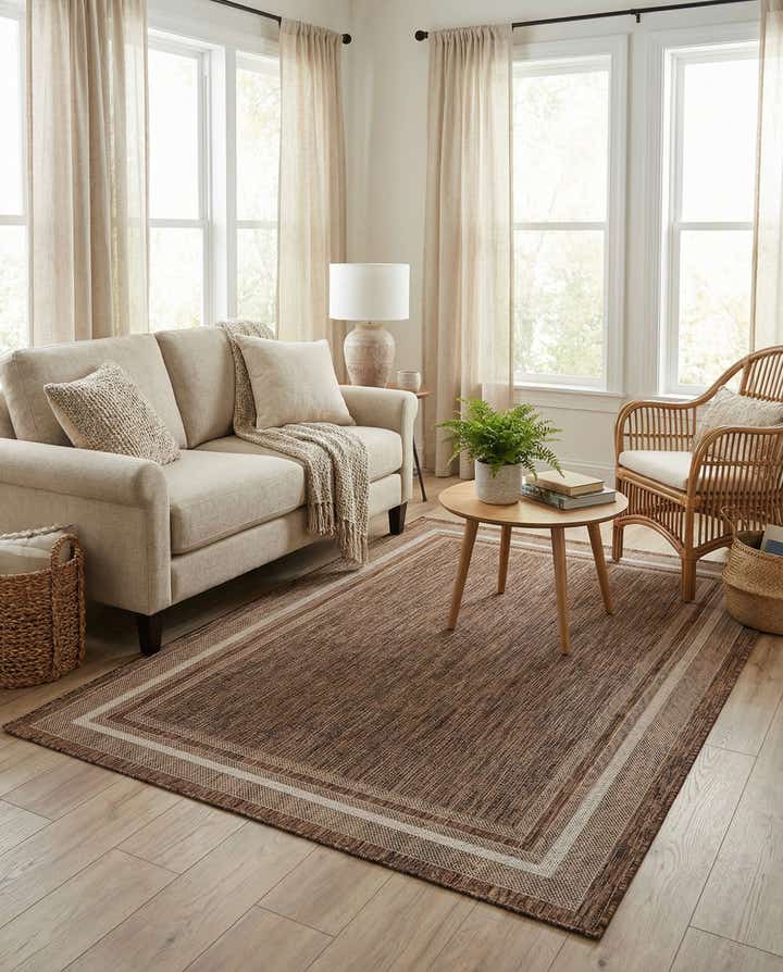 5' 3 x 8' Easy-Clean Border Indoor / Outdoor Rug