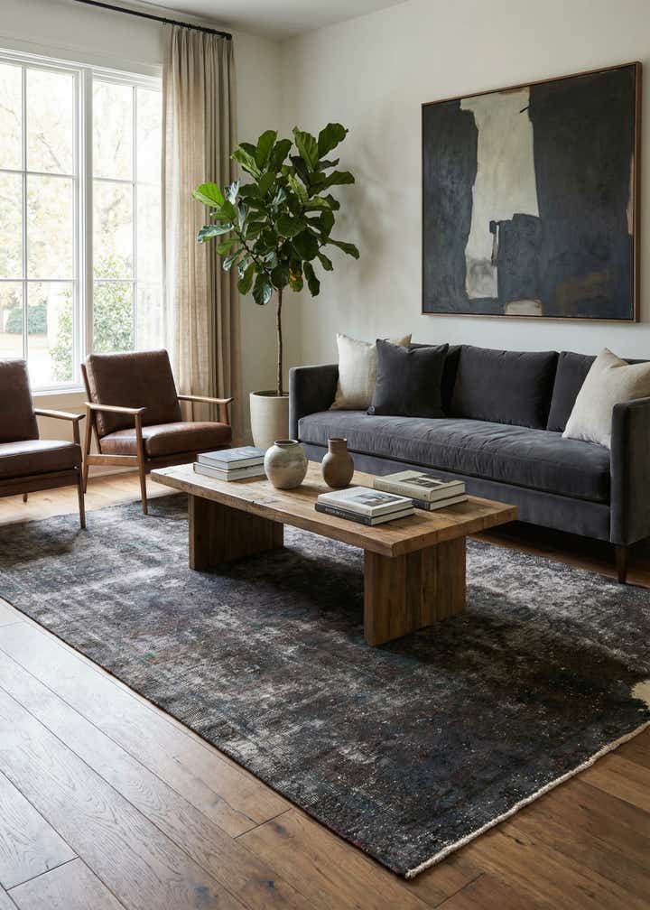 4' 9 x 8' 1 Hand Knotted Ultra Vintage Persian Wool Rug