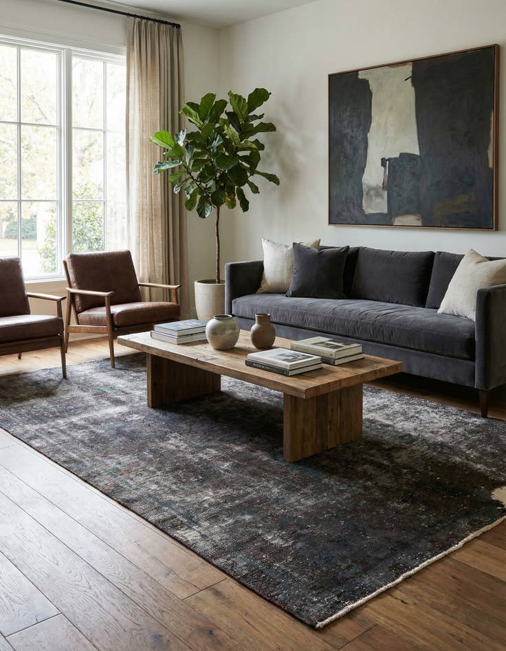 Detail image of 4' 9 x 8' 1  Hand Knotted Ultra Vintage Persian Wool Rug