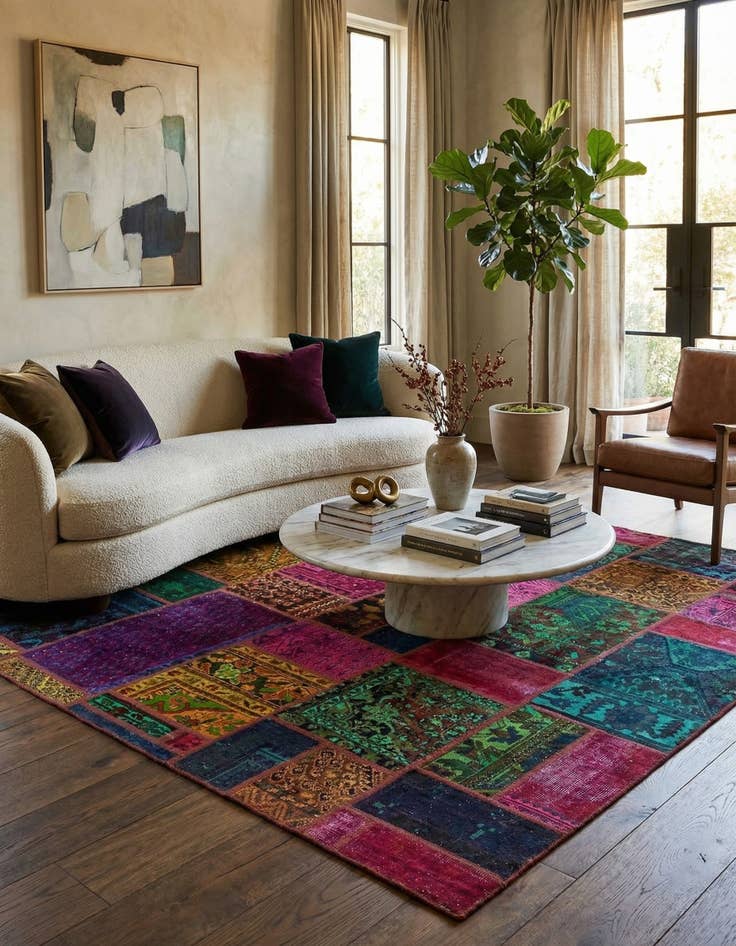 Detail image of  6' x 7' 6  Hand Knotted Ultra Vintage Persian Wool Rug