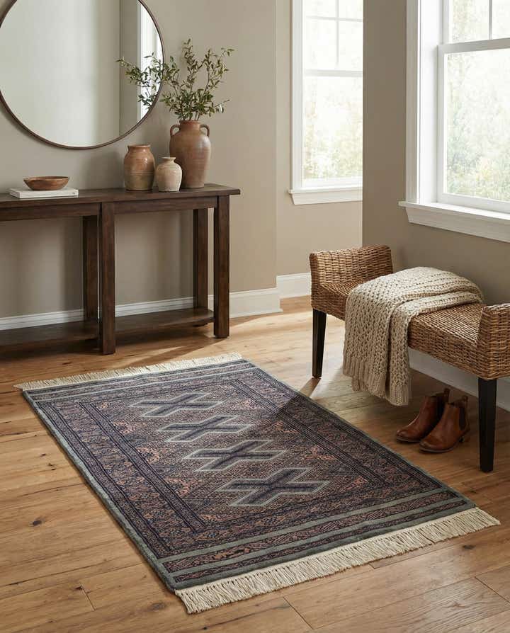 2' 7 x 3' 10 Hand Knotted Bokhara Oriental Wool Rug