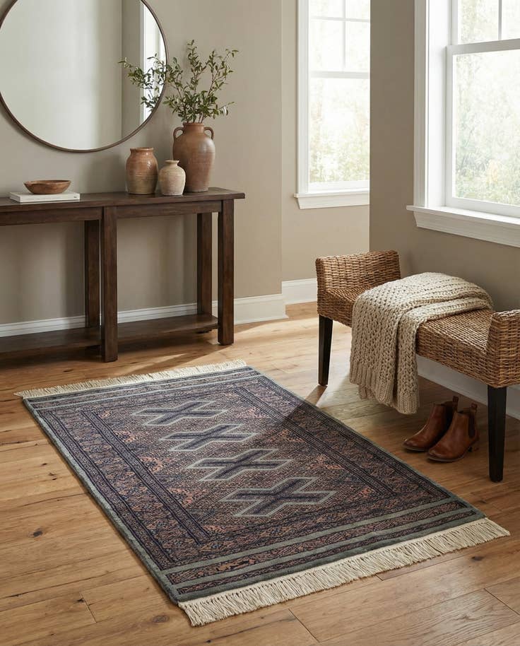 Detail image of 2' 7 x 3' 10 Hand Knotted Bokhara Oriental Wool Rug