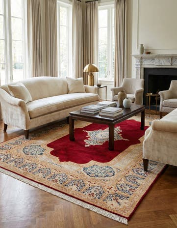 6' 5 x 9' 5 Hand Knotted Kerman Wool Rug