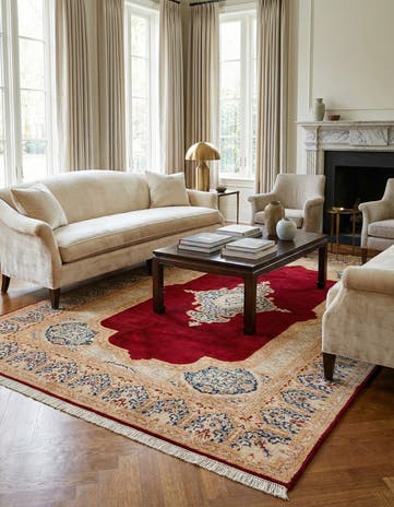 6' 5 x 9' 5 Hand Knotted Kerman Wool Rug