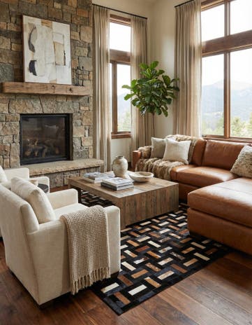 5' 3 x 8' 2 Cowhide - Patchwork Rug