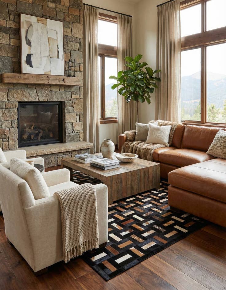 Detail image of  5' 3 x 8' 2 Cowhide - Patchwork Rug