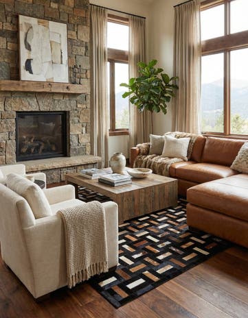 5' 3 x 8' 2 Cowhide - Patchwork Rug