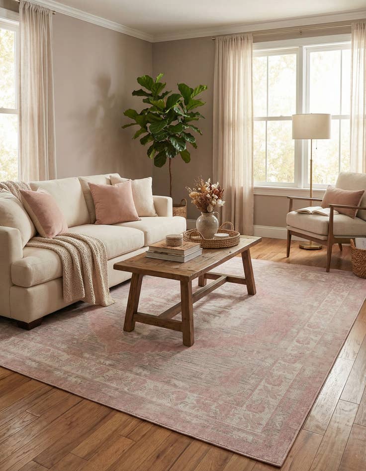 Detail image of 10' x 10'  Washable Traditional Indoor / Outdoor Square Rug