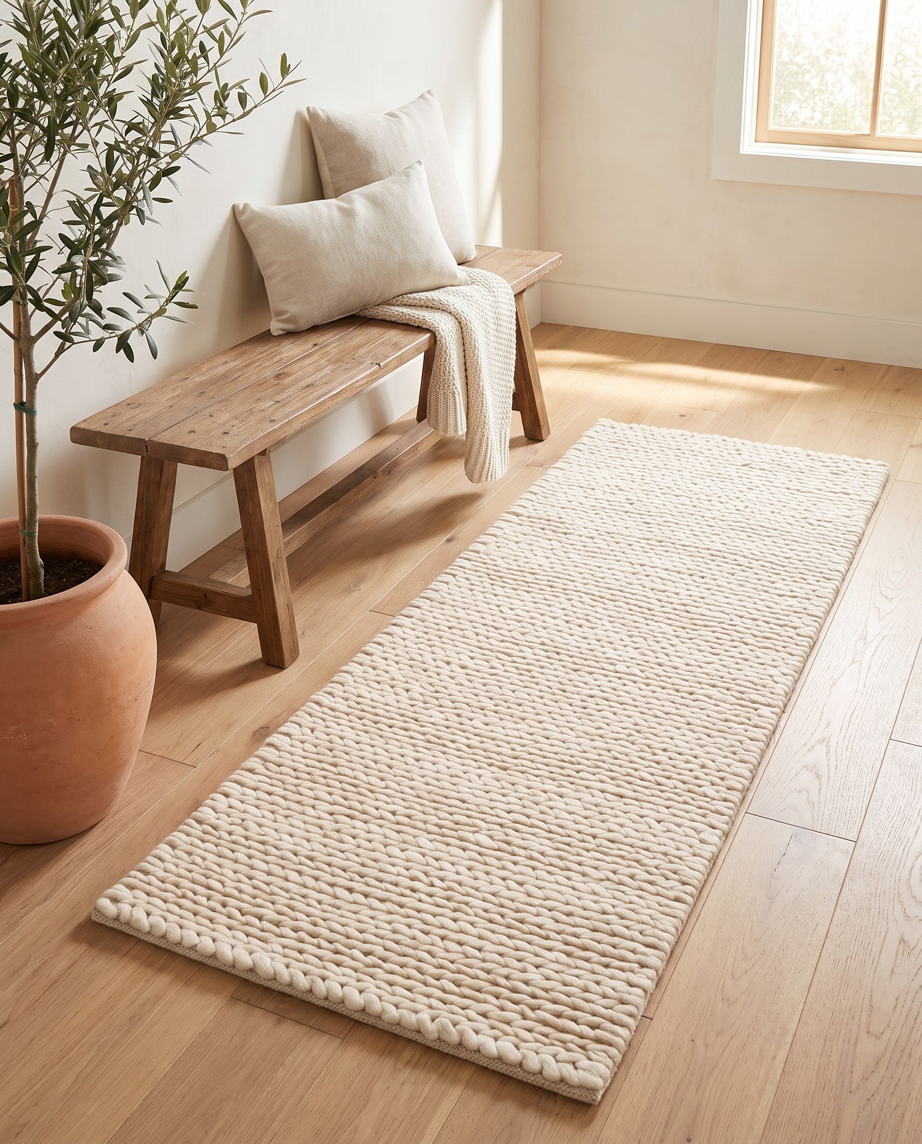 2' x 5' 1 Hand Woven Lana New Zealand Wool Runner Rug