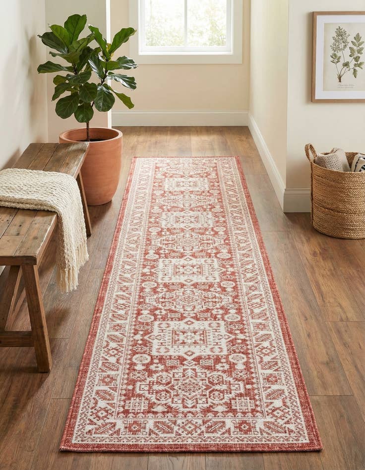 Detail image of 2' 7 x 12'  Washable Aztec Indoor / Outdoor Runner Rug