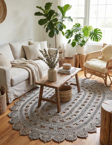 Gray Handmade Braided Jute Oval Rug